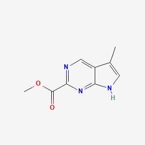 molecular formula C9H9N3O2 B8025590 Methyl 5-methyl-7H-pyrrolo[2,3-d]pyrimidine-2-carboxylate 