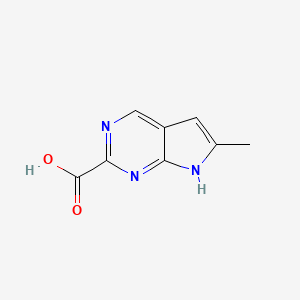molecular formula C8H7N3O2 B8025591 6-Methyl-7H-pyrrolo[2,3-d]pyrimidine-2-carboxylic acid 