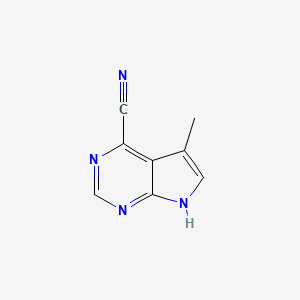 molecular formula C8H6N4 B8025592 5-Methyl-7H-pyrrolo[2,3-d]pyrimidine-4-carbonitrile 