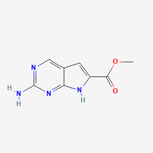 molecular formula C8H8N4O2 B8025609 Methyl 2-amino-7H-pyrrolo[2,3-d]pyrimidine-6-carboxylate 