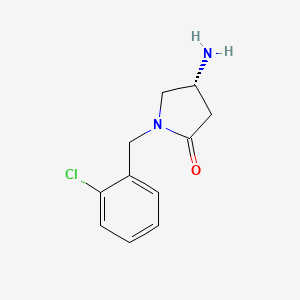 molecular formula C11H13ClN2O B8025646 (4R)-4-amino-1-[(2-chlorophenyl)methyl]pyrrolidin-2-one 