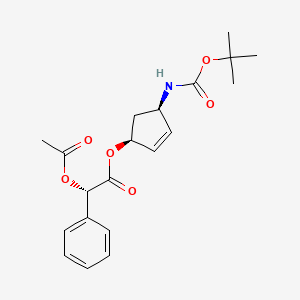 molecular formula C20H25NO6 B8025669 (S)-(1S,4R)-4-((tert-Butoxycarbonyl)amino)cyclopent-2-en-1-yl 2-acetoxy-2-phenylacetate 