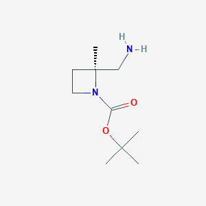 molecular formula C10H20N2O2 B8025679 (S)-tert-Butyl 2-(aminomethyl)-2-methylazetidine-1-carboxylate 