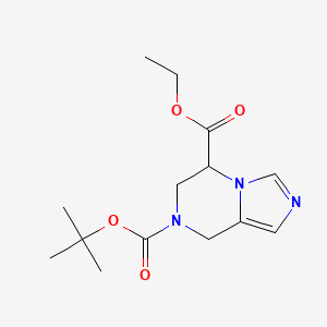 molecular formula C14H21N3O4 B8025732 7-tert-Butyl 5-ethyl 5,6-dihydroimidazo[1,5-a]pyrazine-5,7(8H)-dicarboxylate 