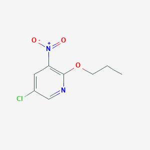 molecular formula C8H9ClN2O3 B8025971 5-Chloro-3-nitro-2-propoxy-pyridine 