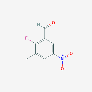 molecular formula C8H6FNO3 B8026094 2-Fluoro-3-methyl-5-nitrobenzaldehyde 