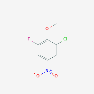 molecular formula C7H5ClFNO3 B8026135 1-Chloro-3-fluoro-2-methoxy-5-nitrobenzene 