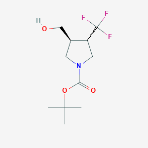 molecular formula C11H18F3NO3 B8026227 trans-tert-Butyl 3-(hydroxymethyl)-4-(trifluoromethyl)pyrrolidine-1-carboxylate 