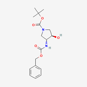 molecular formula C17H24N2O5 B8026230 trans-Tert-butyl 3-(((benzyloxy)carbonyl)amino)-4-hydroxypyrrolidine-1-carboxylate 