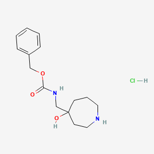 molecular formula C15H23ClN2O3 B8026238 Benzyl ((4-hydroxyazepan-4-yl)methyl)carbamate hydrochloride 