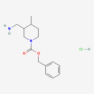 molecular formula C15H23ClN2O2 B8026287 Benzyl 3-(aminomethyl)-4-methylpiperidine-1-carboxylate hydrochloride 