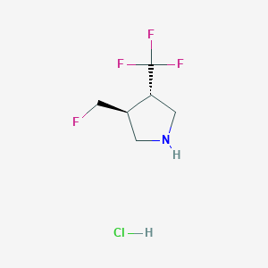 molecular formula C6H10ClF4N B8026291 trans-3-(Fluoromethyl)-4-(trifluoromethyl)pyrrolidine hydrochloride 