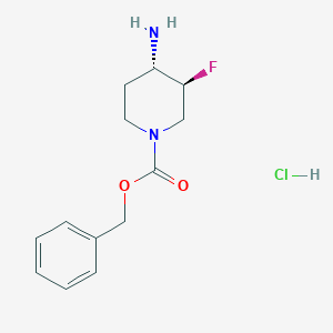 molecular formula C13H18ClFN2O2 B8026303 trans-Benzyl 4-amino-3-fluoropiperidine-1-carboxylate hydrochloride 