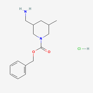 molecular formula C15H23ClN2O2 B8026308 Benzyl 3-(aminomethyl)-5-methylpiperidine-1-carboxylate hydrochloride 