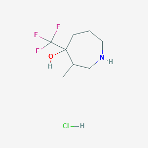 molecular formula C8H15ClF3NO B8026319 3-Methyl-4-(trifluoromethyl)azepan-4-ol hydrochloride 