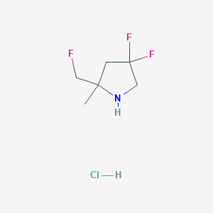 molecular formula C6H11ClF3N B8026341 4,4-Difluoro-2-(fluoromethyl)-2-methylpyrrolidine hydrochloride 