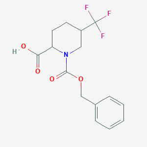 molecular formula C15H16F3NO4 B8026345 1-((Benzyloxy)carbonyl)-5-(trifluoromethyl)piperidine-2-carboxylic acid 