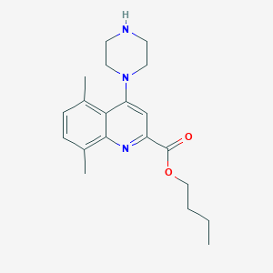 molecular formula C20H27N3O2 B8026408 Butyl 5,8-dimethyl-4-(piperazin-1-yl)quinoline-2-carboxylate CAS No. 1951441-87-4