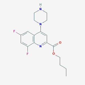 molecular formula C18H21F2N3O2 B8026416 Butyl 6,8-difluoro-4-(piperazin-1-yl)quinoline-2-carboxylate 