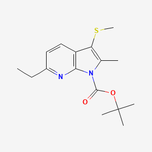 molecular formula C16H22N2O2S B8026449 tert-Butyl 6-ethyl-2-methyl-3-(methylthio)-1H-pyrrolo[2,3-b]pyridine-1-carboxylate 