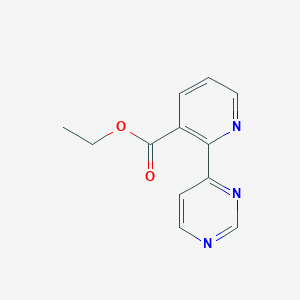 molecular formula C12H11N3O2 B8026524 2-Pyrimidin-4-yl-nicotinic acid ethyl ester 