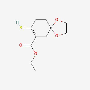 molecular formula C11H16O4S B8026577 8-Mercapto-1,4-dioxa-spiro[4.5]dec-7-ene-7-carboxylic acid ethyl ester 