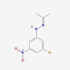 molecular formula C9H10BrN3O2 B8026588 1-(3-Bromo-5-nitrophenyl)-2-(propan-2-ylidene)hydrazine 