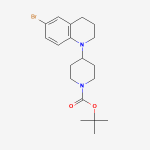 molecular formula C19H27BrN2O2 B8026649 叔丁基 4-(6-溴-3,4-二氢喹啉-1(2H)-基)哌啶-1-羧酸酯 