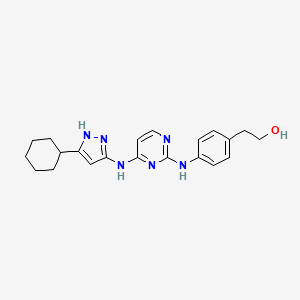 molecular formula C21H26N6O B8026655 2-(4-((4-((5-Cyclohexyl-1H-pyrazol-3-yl)amino)pyrimidin-2-yl)amino)phenyl)ethanol 