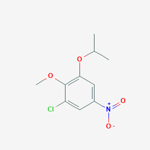 molecular formula C10H12ClNO4 B8026750 1-Chloro-2-methoxy-5-nitro-3-(propan-2-yloxy)benzene 