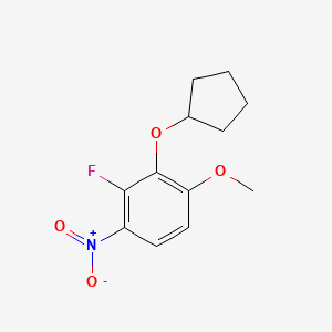 molecular formula C12H14FNO4 B8026848 2-(Cyclopentyloxy)-3-fluoro-1-methoxy-4-nitrobenzene 