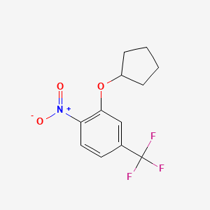 molecular formula C12H12F3NO3 B8026938 2-(Cyclopentyloxy)-1-nitro-4-(trifluoromethyl)benzene 