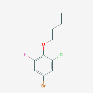 molecular formula C10H11BrClFO B8027081 5-Bromo-2-butoxy-1-chloro-3-fluorobenzene 