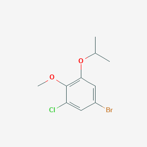 molecular formula C10H12BrClO2 B8027147 5-Bromo-1-chloro-2-methoxy-3-(propan-2-yloxy)benzene 