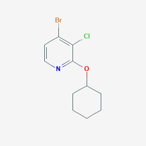 molecular formula C11H13BrClNO B8027210 4-Bromo-3-chloro-2-(cyclohexyloxy)pyridine 