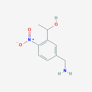 molecular formula C9H12N2O3 B8027296 1-(5-(Aminomethyl)-2-nitrophenyl)ethanol 
