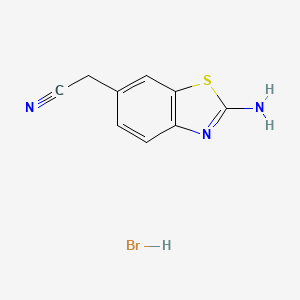 molecular formula C9H8BrN3S B8027309 2-(2-Aminobenzo[d]thiazol-6-yl)acetonitrile hydrobromide 