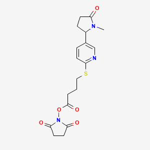 molecular formula C18H21N3O5S B8027316 4-[5-(1-Methyl-5-oxo-pyrrolidin-2-yl)-pyridin-2-ylsulfanyl]-butyric acid 2,5-dioxo-pyrrolidin-1-yl ester 