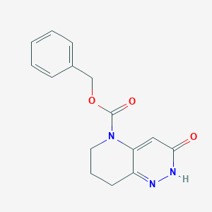 molecular formula C15H15N3O3 B8027383 3-Hydroxy-7,8-dihydro-6H-pyrido[3,2-c]pyridazine-5-carboxylic acid benzyl ester 