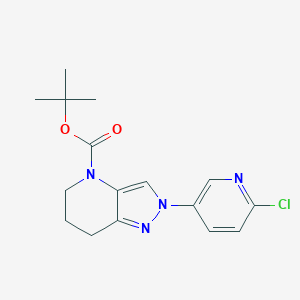 molecular formula C16H19ClN4O2 B8027486 2-(6-Chloro-pyridin-3-yl)-2,5,6,7-tetrahydro-pyrazolo[4,3-b]pyridine-4-carboxylic acid tert-butyl ester 