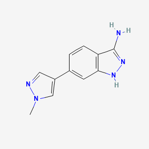 molecular formula C11H11N5 B8027508 6-(1-Methyl-1H-pyrazol-4-yl)-1H-indazol-3-amine 
