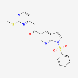 molecular formula C20H16N4O3S2 B8027514 2-[2-(Methylthio)pyrimidin-4-yl]-1-[1-(phenylsulfonyl)-1H-pyrrolo[2,3-b]pyridin-5-yl]ethanone CAS No. 1111638-52-8