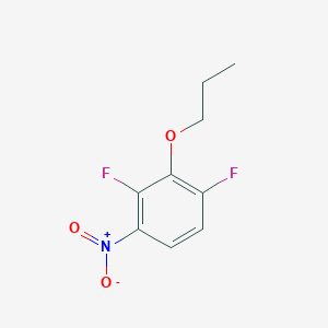 molecular formula C9H9F2NO3 B8027978 1,3-Difluoro-4-nitro-2-propoxybenzene 