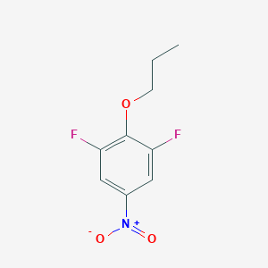 molecular formula C9H9F2NO3 B8028006 1,3-Difluoro-5-nitro-2-propoxybenzene 