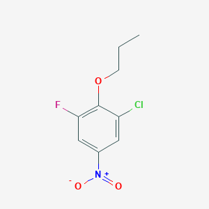 molecular formula C9H9ClFNO3 B8028163 1-Chloro-3-fluoro-5-nitro-2-propoxybenzene 