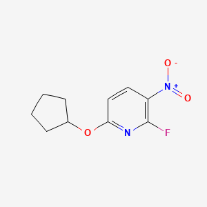 molecular formula C10H11FN2O3 B8028252 6-(Cyclopentyloxy)-2-fluoro-3-nitropyridine CAS No. 1881332-00-8