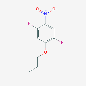 molecular formula C9H9F2NO3 B8028302 1,4-Difluoro-2-nitro-5-propoxybenzene 