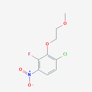 molecular formula C9H9ClFNO4 B8028323 1-Chloro-3-fluoro-2-(2-methoxyethoxy)-4-nitrobenzene 