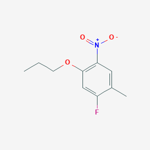 molecular formula C10H12FNO3 B8028385 1-Fluoro-2-methyl-4-nitro-5-propoxybenzene 