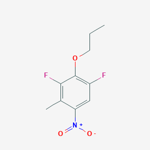 molecular formula C10H11F2NO3 B8028446 1,3-Difluoro-4-methyl-5-nitro-2-propoxybenzene 